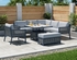 Porto Aluminium Corner Sofa, Chair, Bench & Fire Pit Dining Table Set | Light Grey
