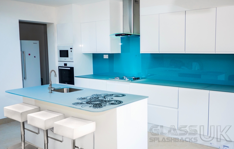 Sky Blue Coloured Splashbacks