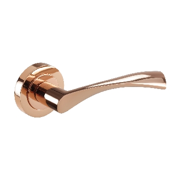 Rose Gold Door Handles with Wing Shape Levers on Rose