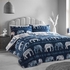 Duvet Set Safari Bedding Quilt Cover Black Ink Palms Giraffe Lion Elephants