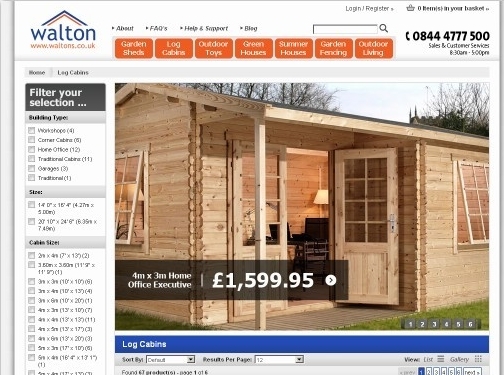 https://www.waltons.co.uk/collections/log-cabins website